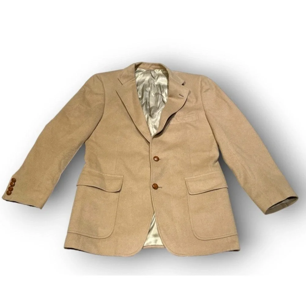 Vintage Chaps Ralph Lauren Camel Hair Blazer Sport Coat Beige 2-Button